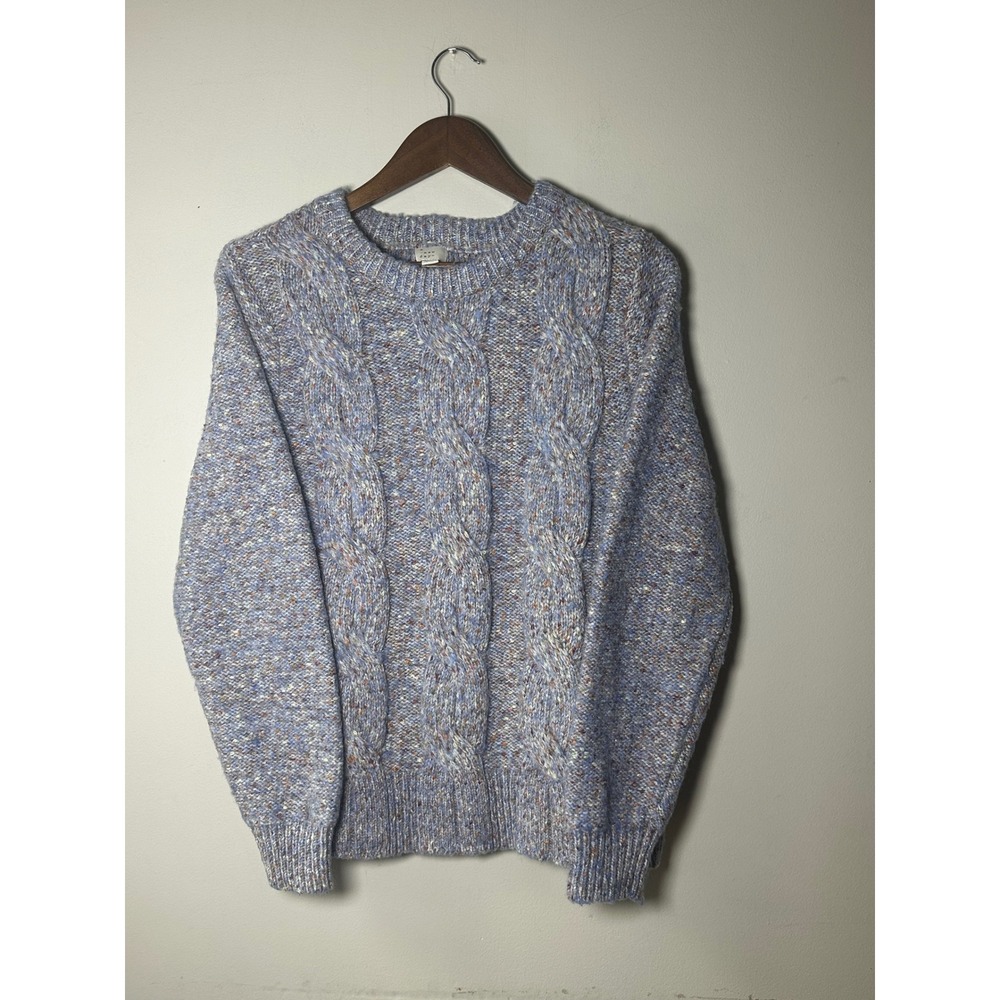A New Day Blue Marl Cable Knit Crewneck Sweater Medium Confetti Fleck